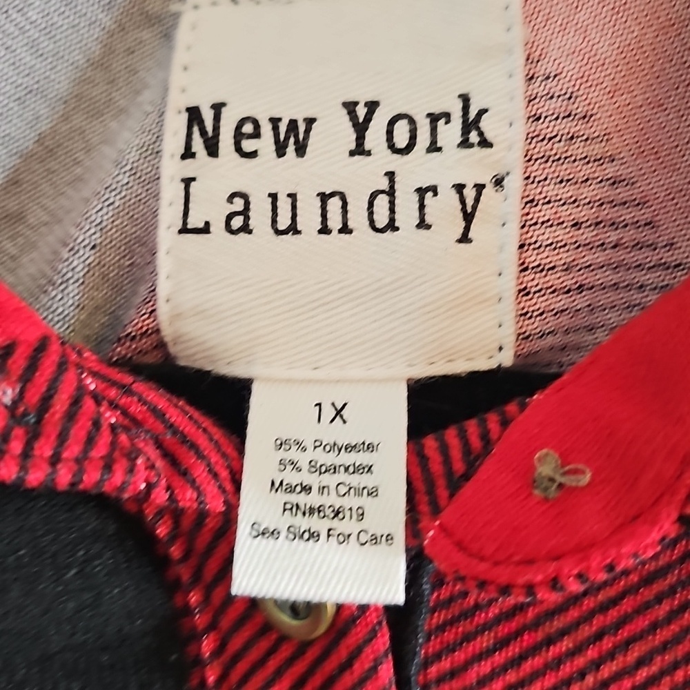 New York Laundry Red and Black Plaid Button-Up Shirt - Picture 4 of 4